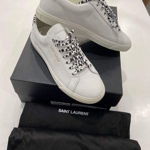 NWB AUTHENTIC Saint Laurent Babycat Print Perforated Calfskin Andy Sneakers